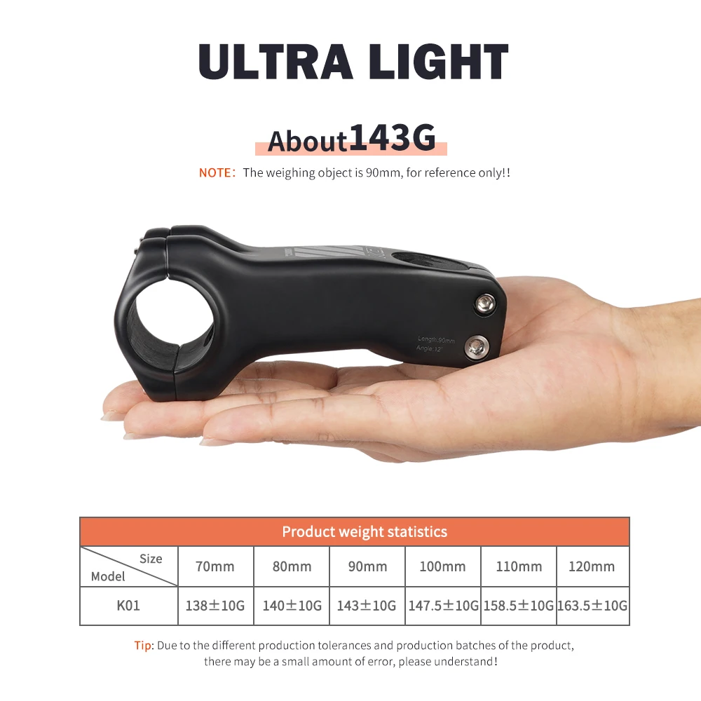 TOSEEK K01 Carbon Stem -12 Degree Ultralight High-strength