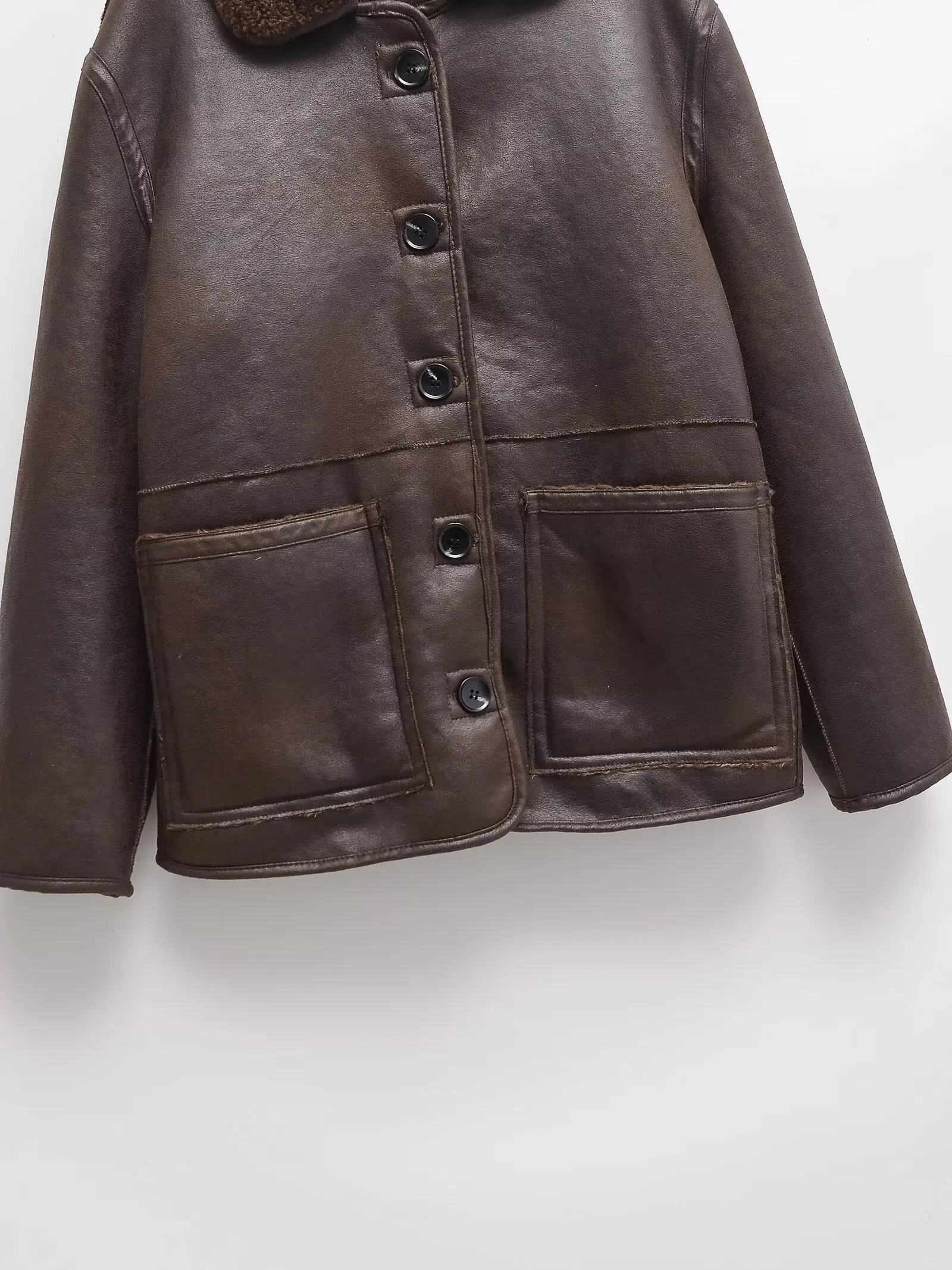 Women's Jackets Winter Leather Coat With Button Outwear Solid Thick Warm Long Sleeve Tops 2024 inszarts Casual Loose Woman Coat