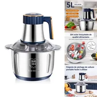 Electric Meat Grinders 5L Food Crusher Stainless Steel Multifunctional Vegetable Slicer Processor Chopper Kitchen Blenders 6