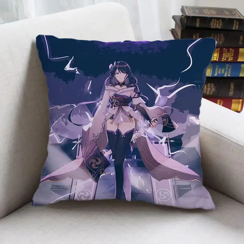 

35/40/45/50cm Genshin Pillowcases Beelzeb Dormitory Sofa Bedside Cushion Cover Cartoon Anime Home Decor Throw Pillow Case Ganyu