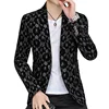 Blazer New Men's Fashion Corduroy Business Gentleman Slim Letter English Style Outdoor Performance Wedding Banquet Casual Blazer 1
