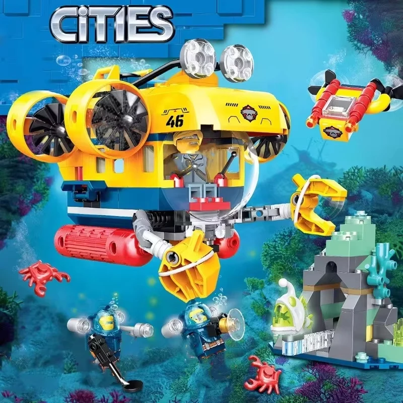 310Pcs City Series Building Blocks Ocean Exploration Submarine