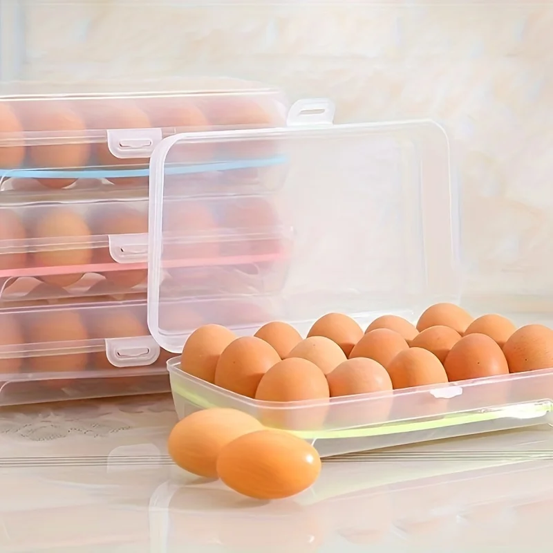 15 Grid Egg Storage Box Egg Tray With Lid Kitchen Refrigerator Egg Box Egg Drop Rack Egg Storage Boxes Fridge Egg Organizer 3