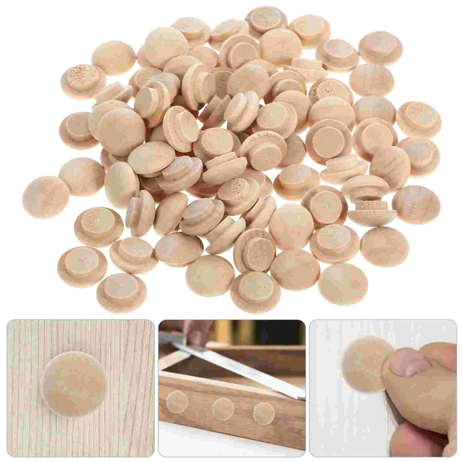 

100 Pcs Beech Stair Cover Furniture Hole Plugs Reusable Wood for Screw Holes Decor Decorative Drill Caps