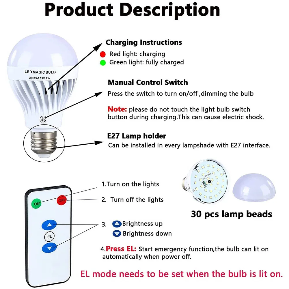 Lâmpada controle remoto luz