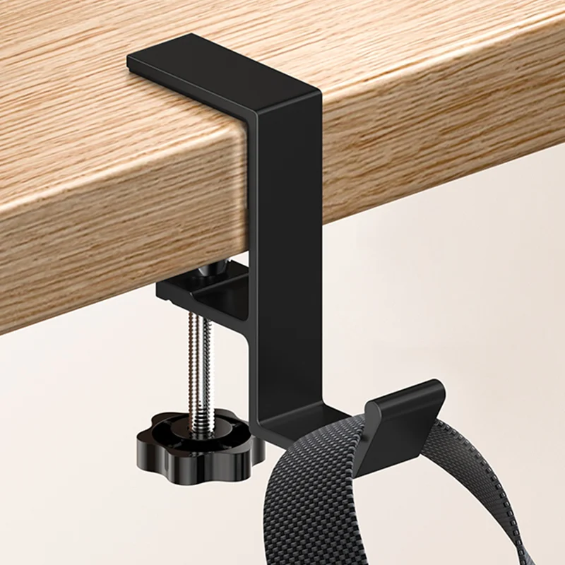 Sleek Black/White Aluminum Desk Hook Organizer with Anti-Slip Design