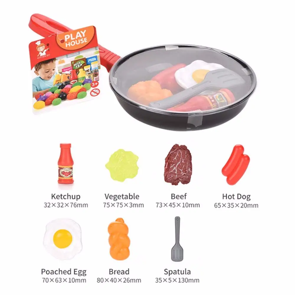 Steak Simulation Cookware Pot Pan  Miniature Kitchen Simulation Food Play Kitchen  Set Children Pretend Play Kitchen