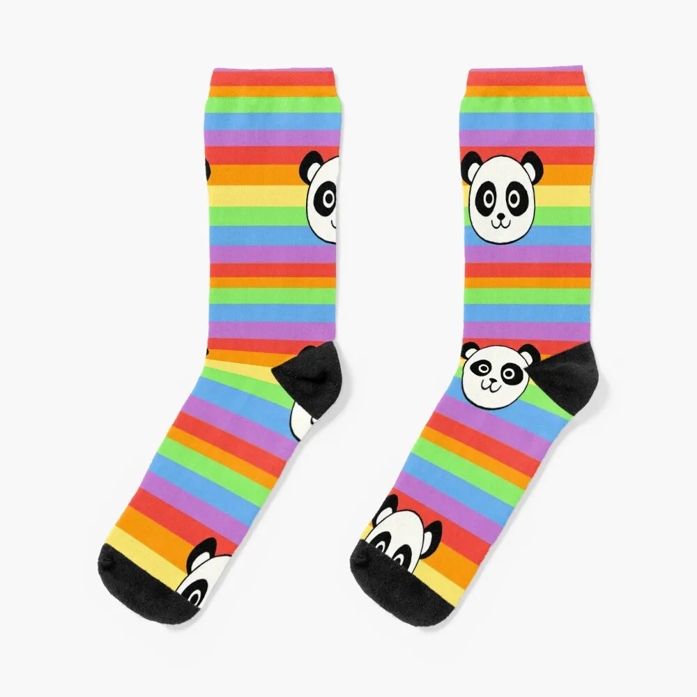 Rainbow Panda Socks kawaii socks funny gift custom socks compression socks Women Man Socks Women's ночник funny panda white