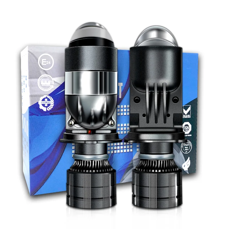 Stella 2PCS 160W LED Mini Lens H4 Headlight Bulb – 220,000LM High/Low Beam Projector Conversion Kit | Turbo Fan Cooling 6000K White 1