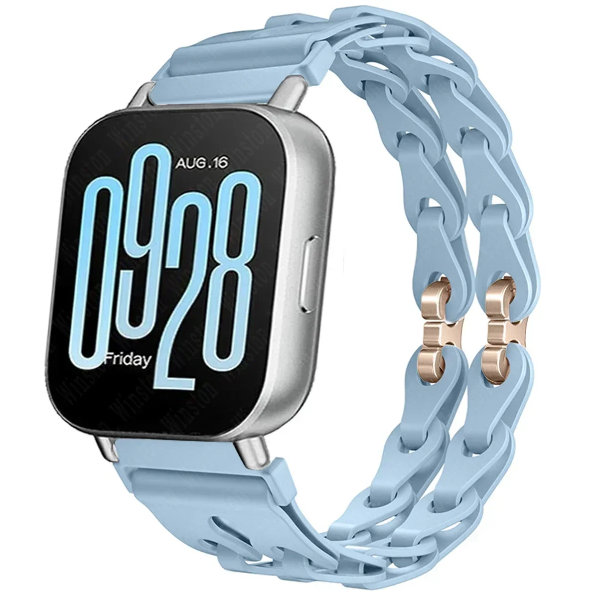 Stylish Chain Strap Silicone Band Bracelet for Smartwatch Replacement, 22mm Wristband