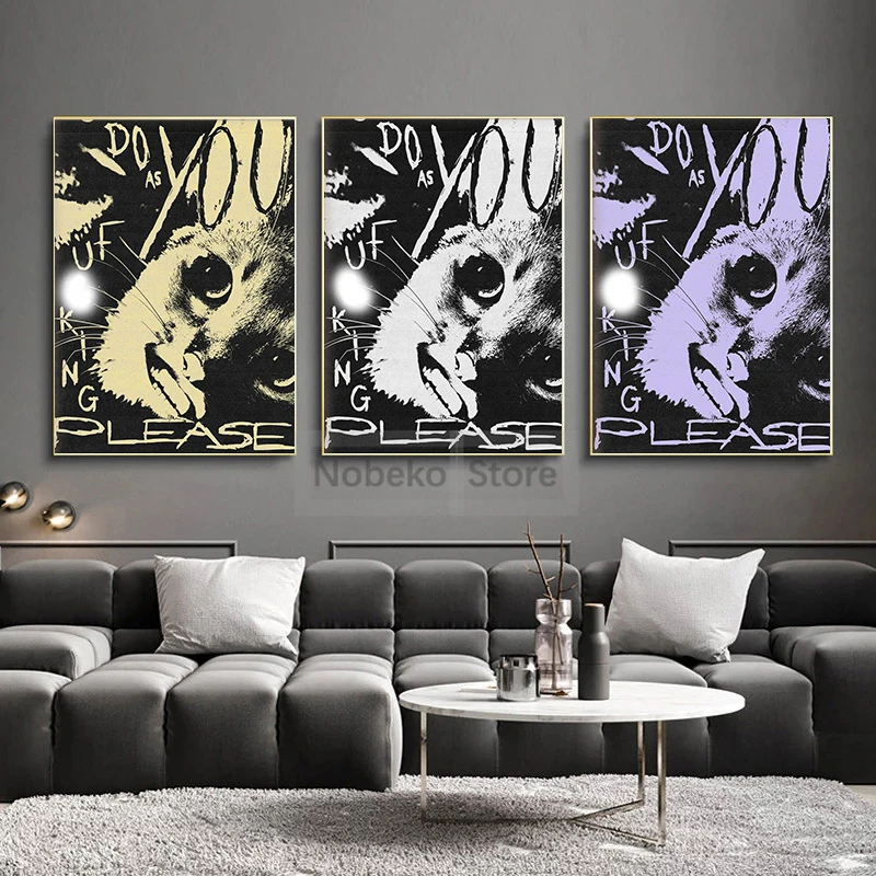 Fai Come Ti Piace Cat Face Man Post-Punk Estetica Alternativa Poster Stampe Su Tela Pittura Wall Art Immagini Home Room Decor