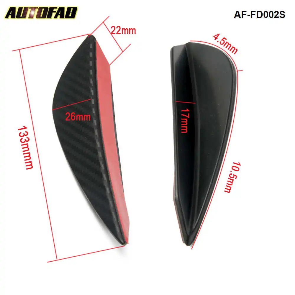 Universal Fit Front Bumper Lip Splitter Fins Body Spoiler Canard Valence Chin Carbon fiber 4pcs AF-FD002S