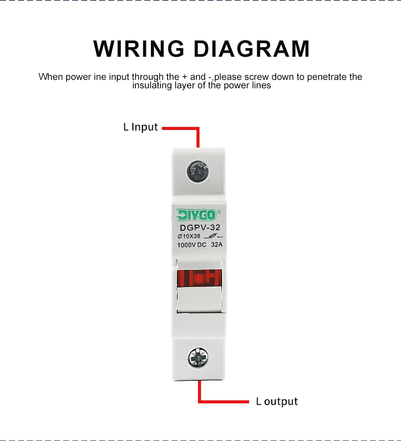 DIY GO Solar PV 1000 V Sicherungshalter, geeignet für 10 x 38 mm PV-Sicherung, Sicherungsverbindung für Sonnensystem-Schutzbasis, Photovoltaik-Schutz – Detail 9