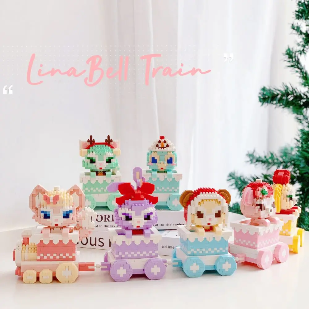 

Kawaii Disney Micro Building Blocks Duffy Linabell Olumel Cookieann Stellalou Train Bricks Figure Toy for Kid Holiday Gifts