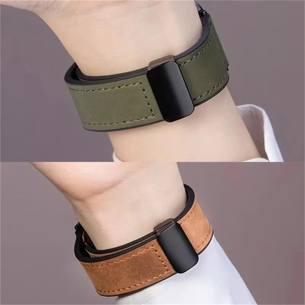 Elegant Magnetic Leather Silicone Strap - Premium 20/22mm Bracelet Band