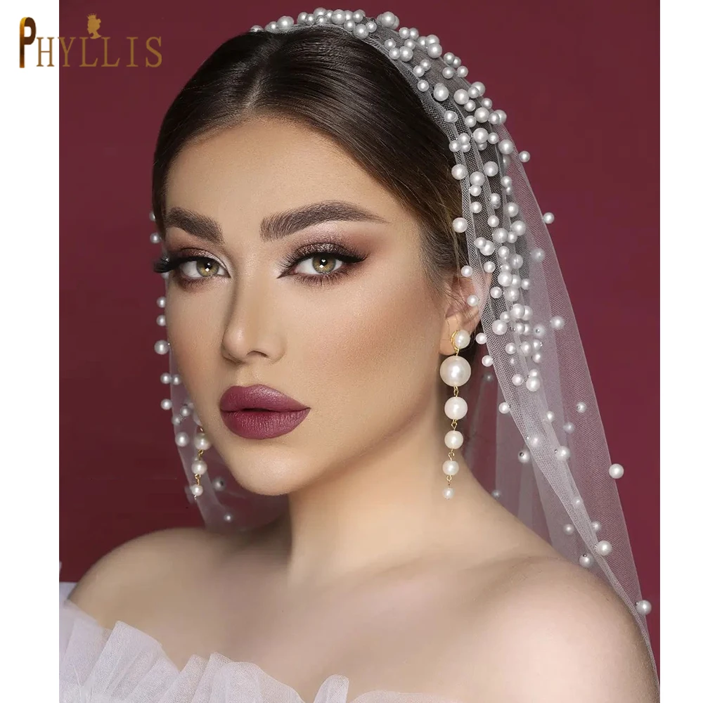 B52 Long Wedding Veils Pearl Cathedral Veil 3 Meters For Girls Clothes For Veiled Bridal Women Beaded bridal veil