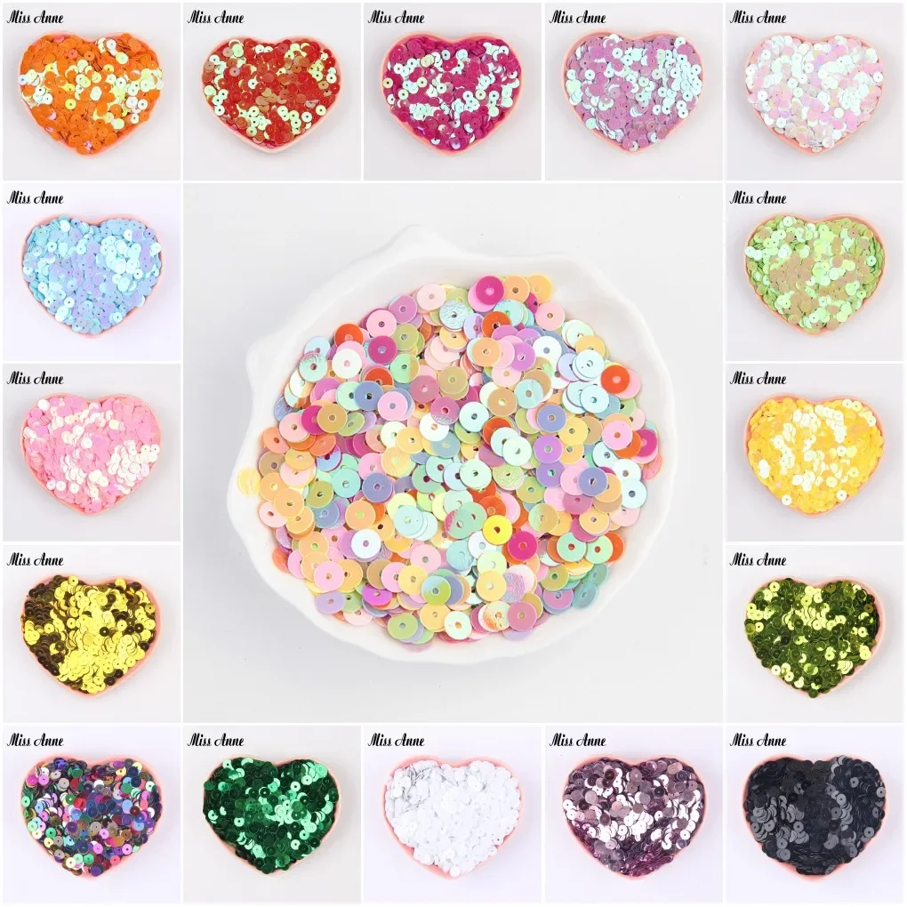 Sequin Accessories 3/4/5/6mm Sequin Flat Round PVC Loose Sequins Crafts Paillette Sewing Decoration DIY 10g