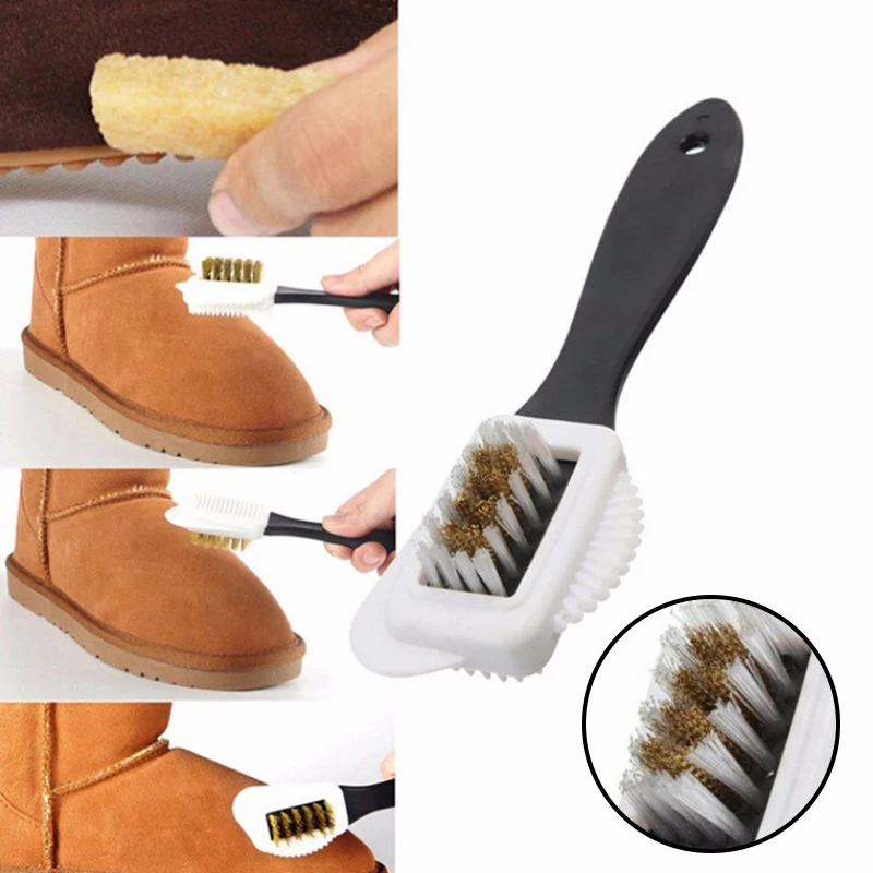 3 limpeza lateral conveninent s forma sapato escova mais limpo para sapatos escova de limpeza camurça neve bota escova sapato ferramenta de limpeza