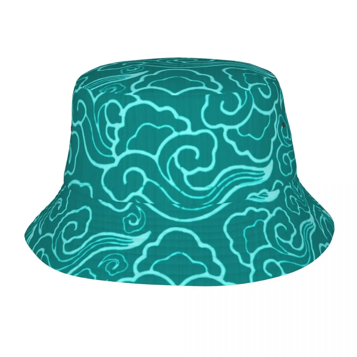 

Vintage Japanese Clouds Bucket Hats Men Women Unisex Trendy Turquoise And Aqua Cloud Summer Fisherman Cap