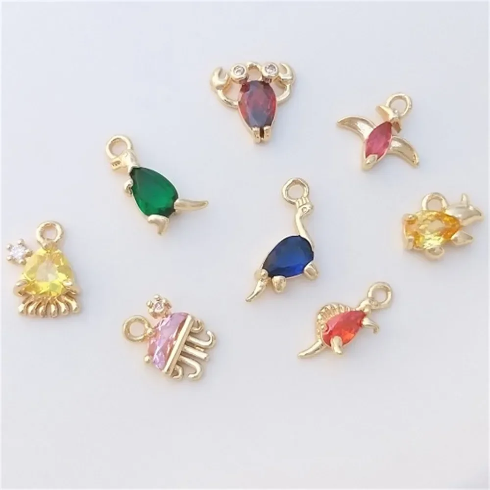 

14K золотой инкрустированный цветной Цирконий динозавр Морская жизнь Медуза Осьминог маленький кулон DIY бижутерия, подвески, кулоны K449