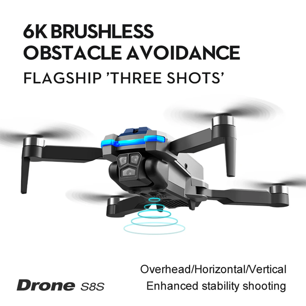 LS-S8S 2.4G WIFI Rc Drone With 4K 3-lens Camera Foldable Obstacle Avoidance Optical Flow Positioning RC Quadcopter For Gifts