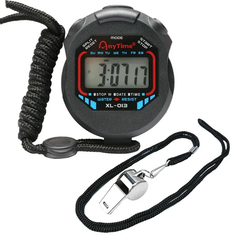 Professional Handheld Digital Stopwatch Timer Referee Whistle Sports Training Timer Chronograph Stop Watch 0.01s Precision soccer stopwatch