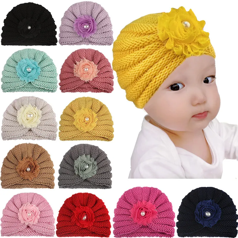 Baby Girl Knitted Turban Hat Bowknot Crochet Baby Turban Hat Boys