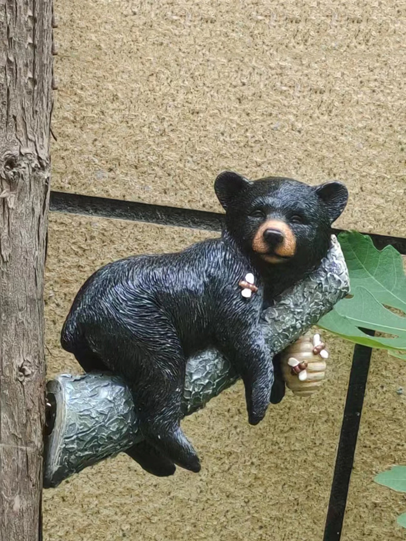 1pc Black Bear Resin Ornament Garden Decoration