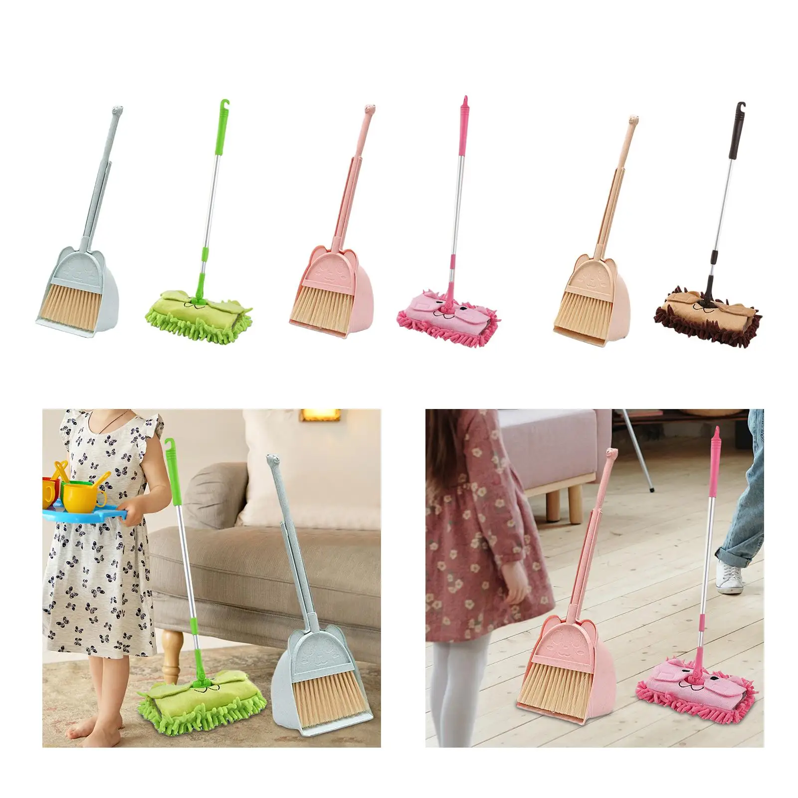 Mop House Cleaning Gifts Kid Broom Dustpan Set for Girls Boys Age 3-6 4