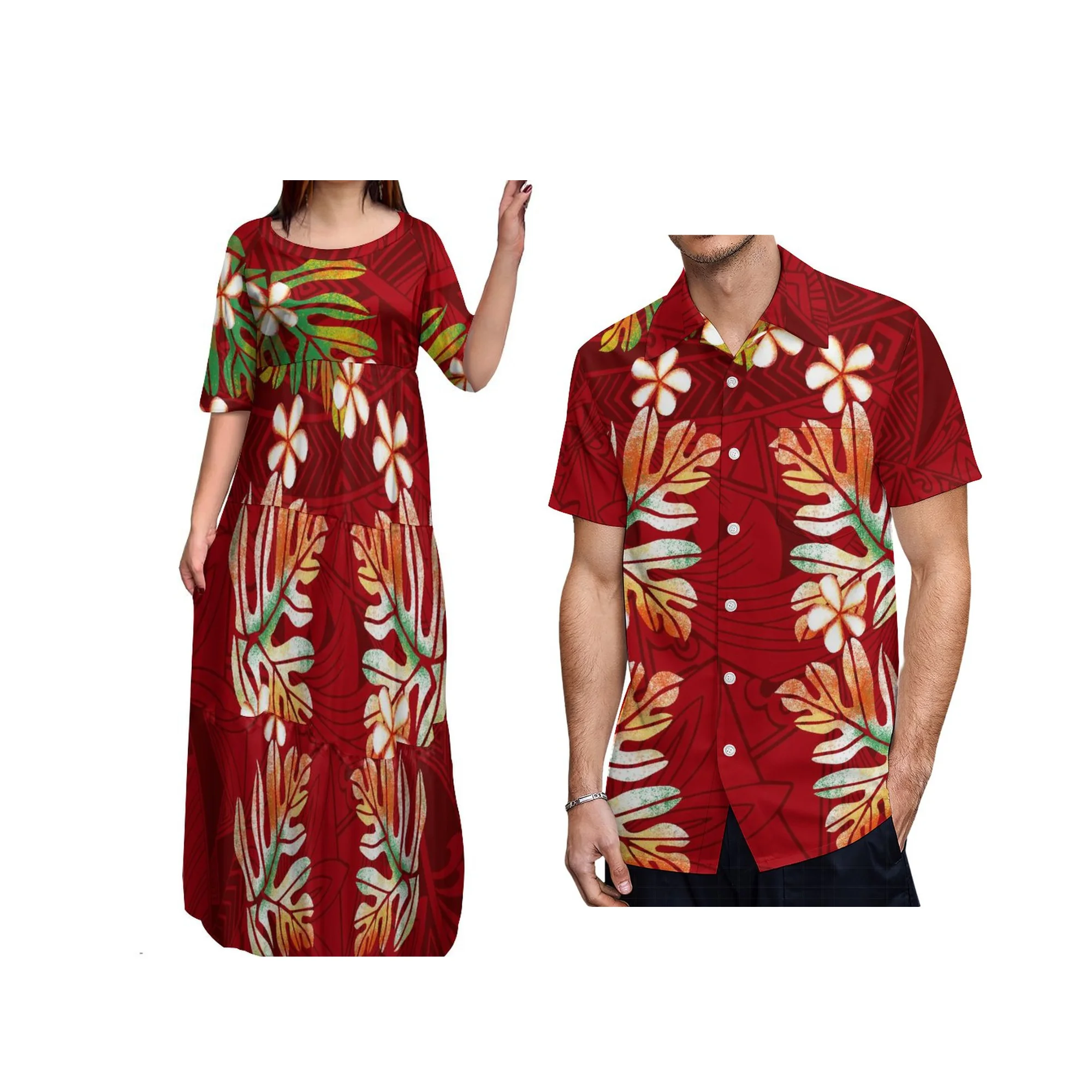 

Индивидуальное по запросу полинезийское платье с круглым вырезом Многоярусное платье Гавайский искусство в этническом стиле трехслойная Юбка 1 MOQ