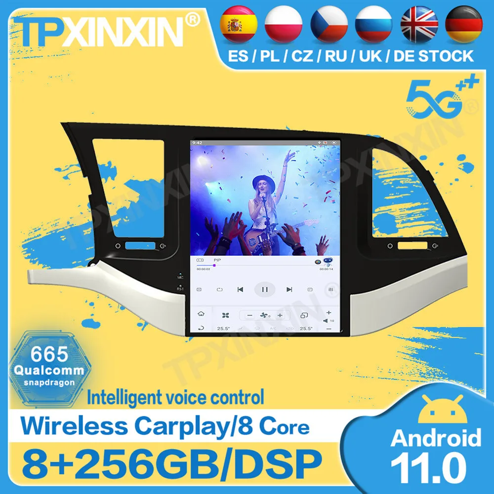 

Стереоприемник Qualcomm Tesla, Android 11, для Hyundai Elantra 2016, 2017, 2018, 2019, GPS-плеер, аудиозаписывающее устройство