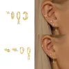 4PCS Trendy Gold Color Cartilage Huggie Hoop Earrings Set Tiny Hypoallergenic CZ Ear Cuff Studs for Women Cute Piercing Jewelry 1