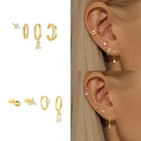 4PCS Trendy Gold Color Cartilage Huggie Hoop Earrings Set Tiny Hypoallergenic CZ Ear Cuff Studs for Women Cute Piercing Jewelry 1