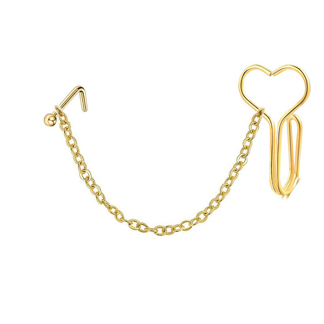 Double Nose Piercing Chain Nose Chain for Nostril Piercing Stainless Steel Nose Stud Decoration Earring Piercing Chain Women
