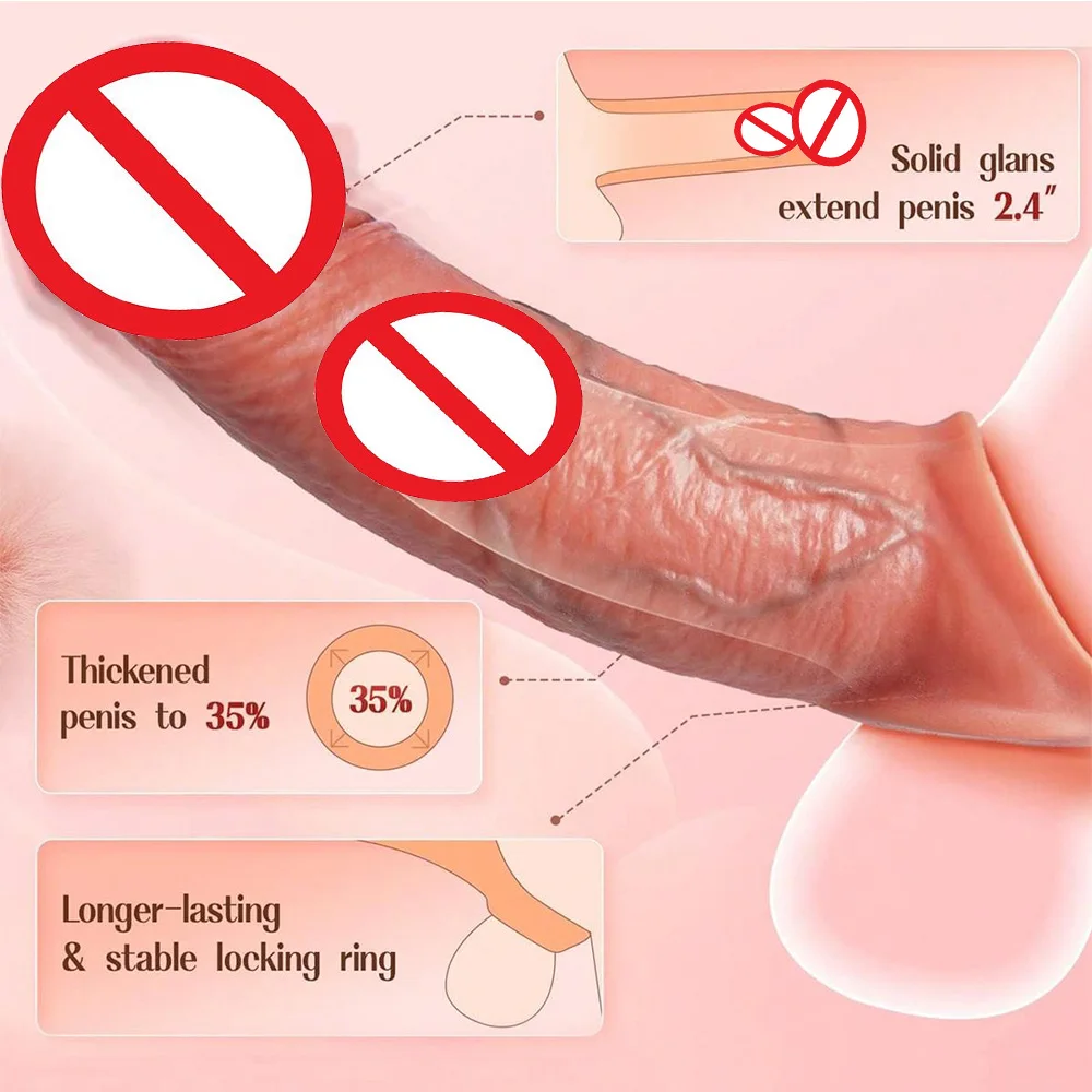HeartCaptor Silicone Penis Sleeve Extender with Vibration 9 Modes Remote Control Waterproof - Details 3
