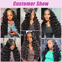 250% 30 40 pouces cheveux humains 13x6 HD dentelle frontale perruque brésilienne lâche vague profonde bouclés cheveux humains 360 pleine dentelle avant perruque pré-plumée 5