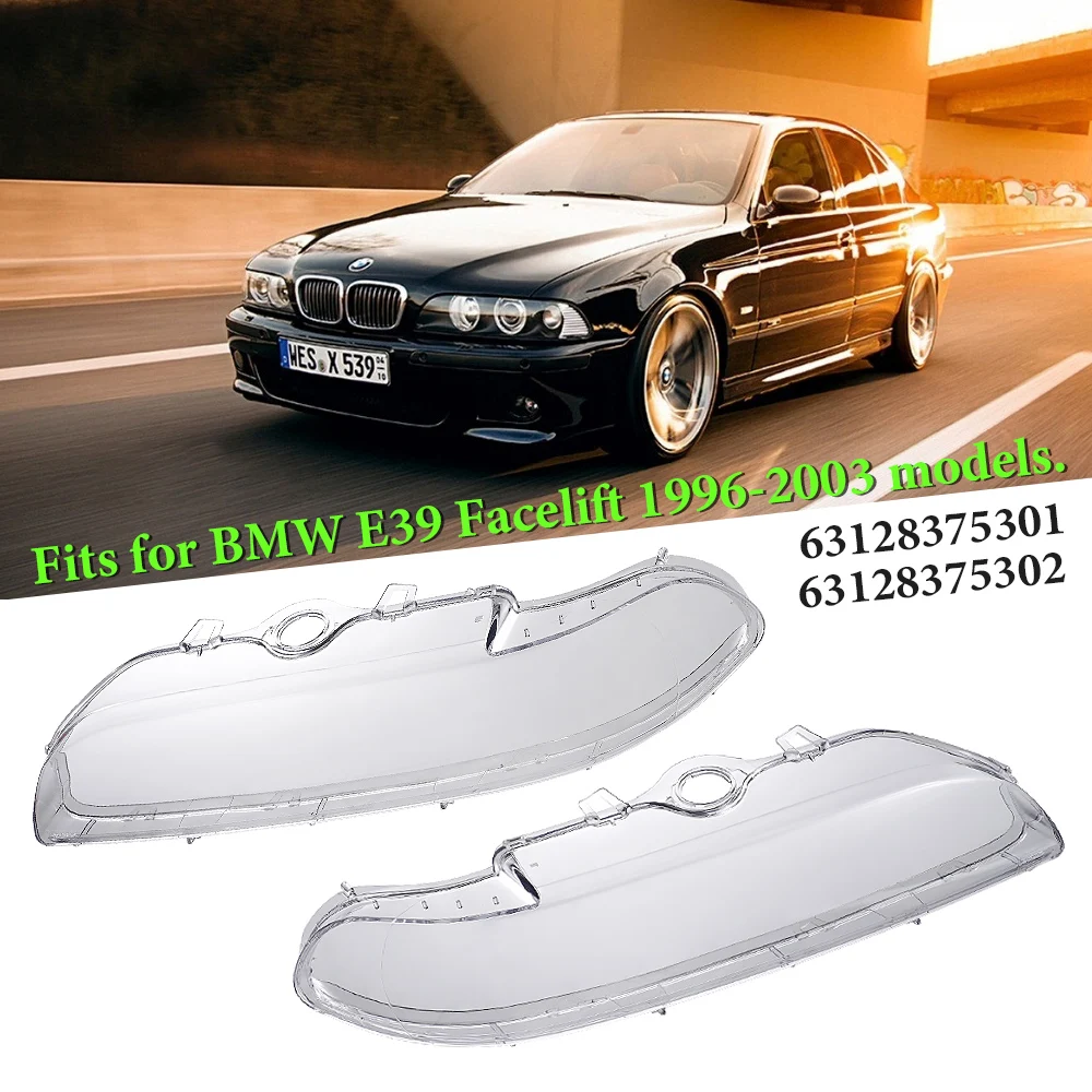 2Pcs 4-Door Lens Headlamp Cover Car Left Right for BMW E39 facelift 1996-2003 63128375301 63128375302 Accessories headlight cover headlight lens cover