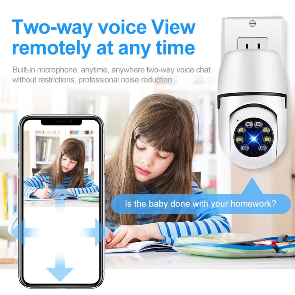 2.4G 와이파이 야간 투시경 베이비 모니터, 2MP 1080P HD 양방향 오디오 IP 카메라, EU 플러그