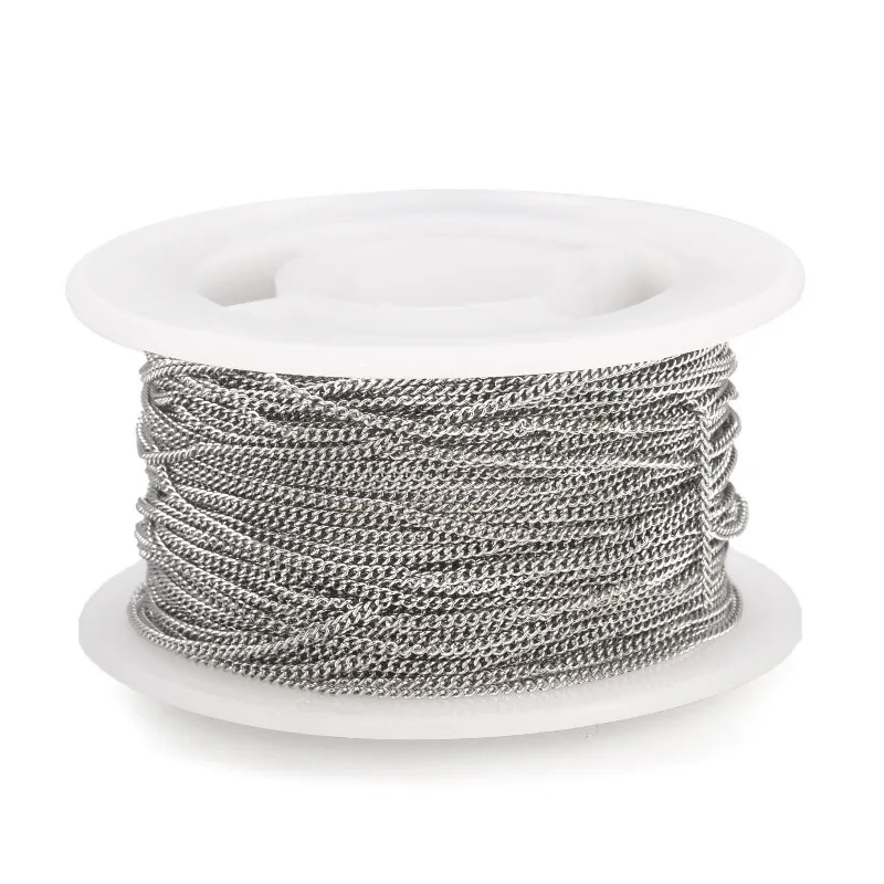 10m/roll Thin 304 Stainless Steel Twisted Chains Link Chain Curb Chains Soldered for Jewelry Making DIY Bracelet 1.2x1.1x0.3mm