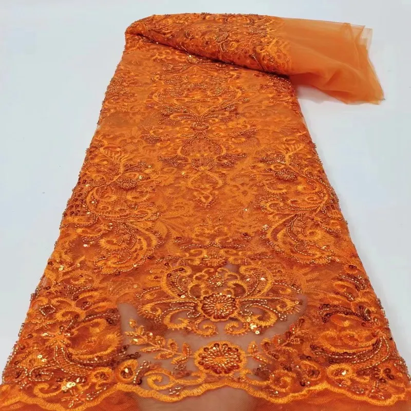 

Нигерийское Тюлевое кружево с блестками для свадьбы Высококачественная вышивка французское Сетчатое кружево Африканский бисер кружевная ткань TS1567