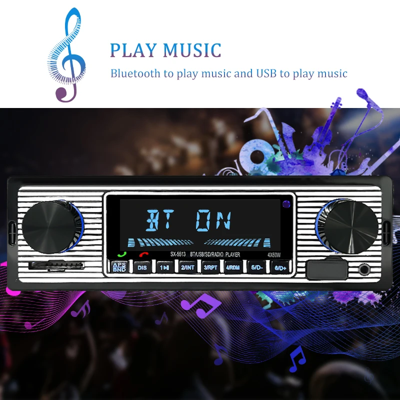 Car Audio Radio 1din Bluetooth FM Receiver MP3 Stereo Player 12V ISO Power With
