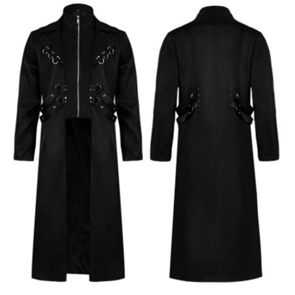 Description Picture 3 of itemLong Medieval Renaissance Costume Gentlema Coat Gothic Steampunk Trench Vintage Frock Outfit Coat  MenRenaissance Punk Outerwear