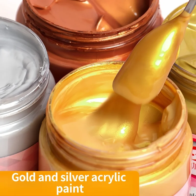 1pcs/300ML/100ML Gold acrylic pigment Metallic Silver pearlescent Bronze Bronze pearlescent acrylic painting pigment xiajiaer 4