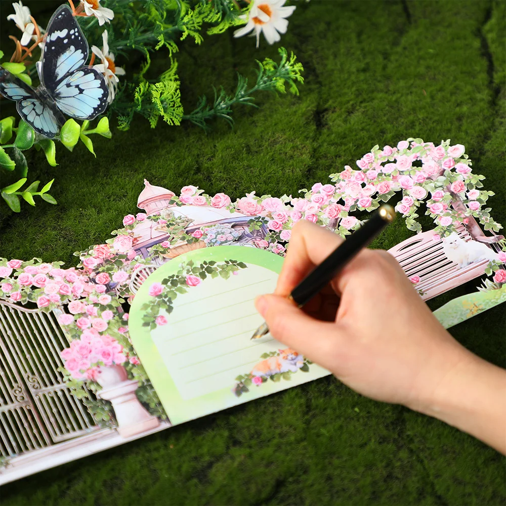 Floral 3D Pop Up Greeting Card with Envelope – Pink Rose Garden Design for Birthday, Mo... - SKU PGCE1011 - UGI Packaging