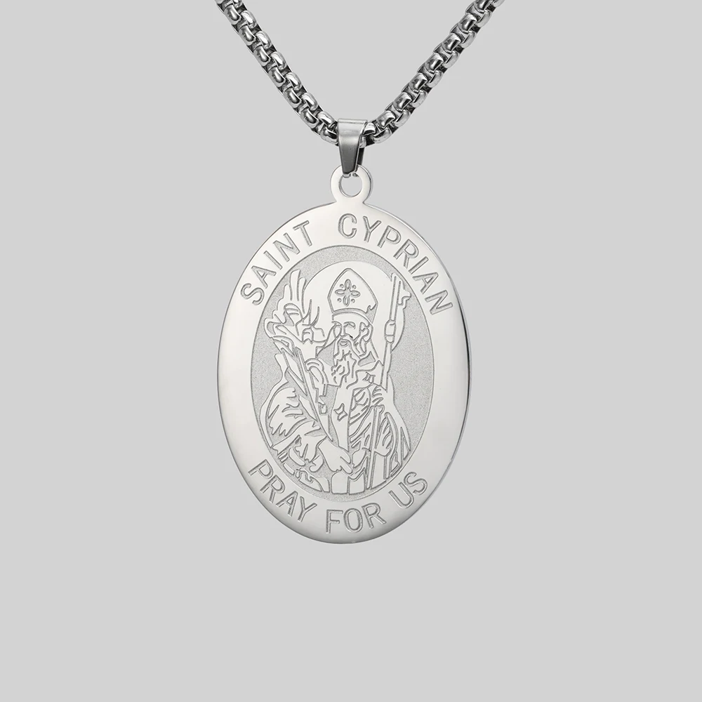 Dawapara Halskette mit heiliger cyprianischer Medaille, kraftvolle Gebete und Zauberei, Michaelmas, katholisches Amulett, Edelstahlschmuck – Detail 13
