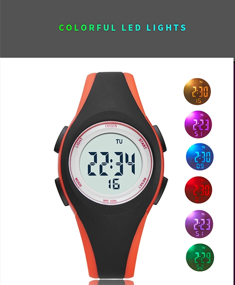Kids Digital Watches Sports Camouflage Military Waterproof Led Wristwatch Alarm Stopwatch Electronic Student Children Watch 6