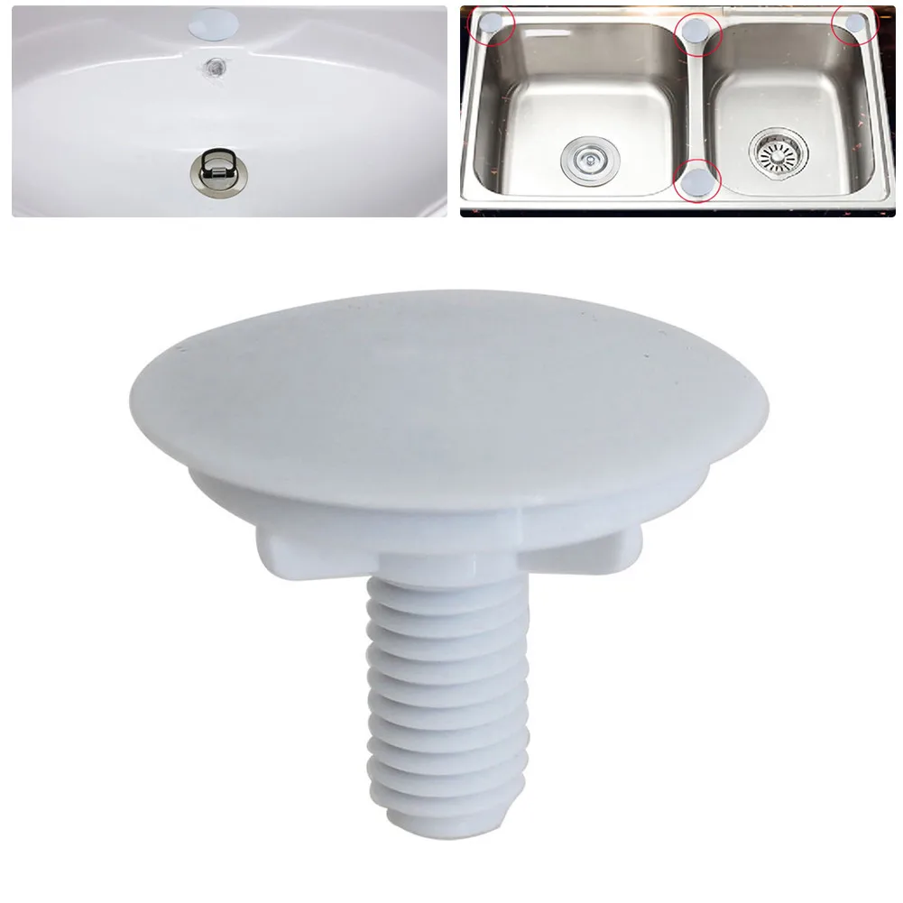 49mm Tap Hole Stopper Cover Blanking Plug Kitchen Sink Tap Basin Hole Plate Stopper Cover ABS Plastic White Overflow Holes