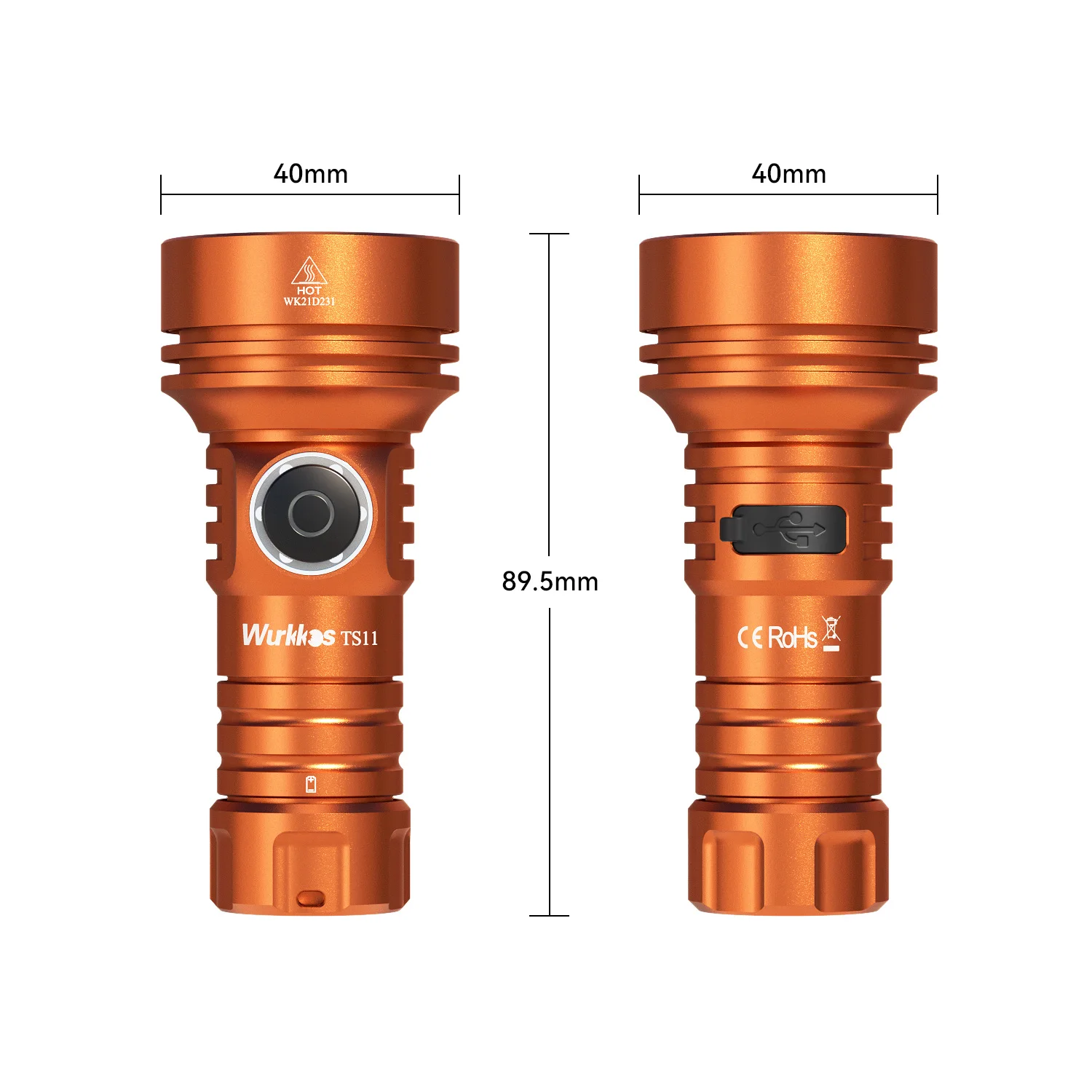 Wurkkos-minilinterna auxiliar TS11 18350 EDC, luz de trabajo potente RGB, 2000LM, recargable por USB-C, SFT40, IP68, Anduril 2,0