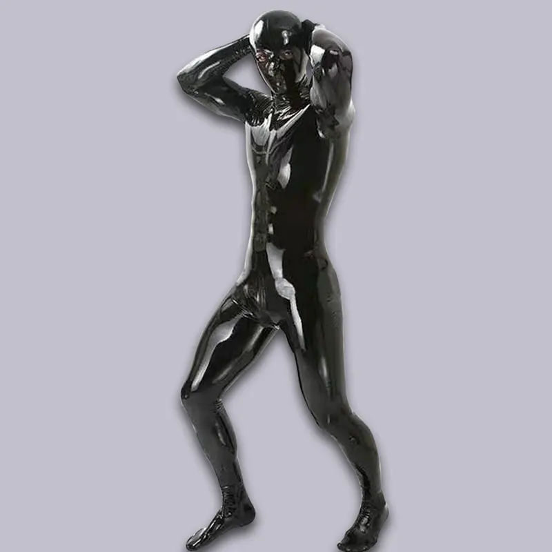 Shiny Sexy Men Full Body Cover Bodysuit PU Latex U Convex Pouch Jumpsuit Sexy Lingerie Sexy Tight Gay Wea suit_voghion.com