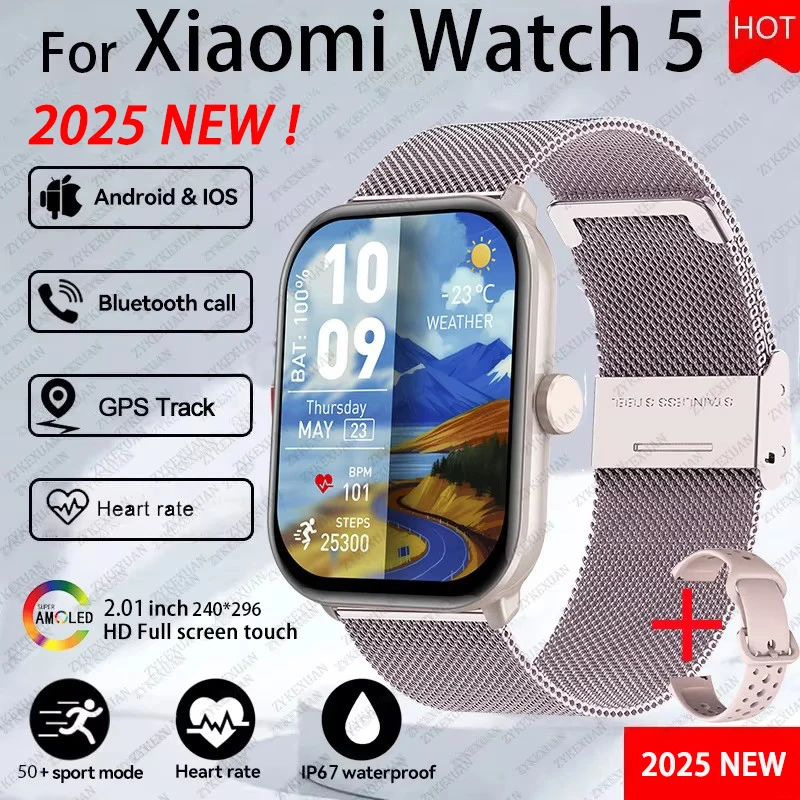 New Upgraded Watch 5 GPS Tracking Smart Watch Men HD AMOLED